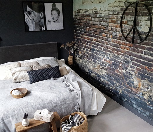 slaapkamer brick wall