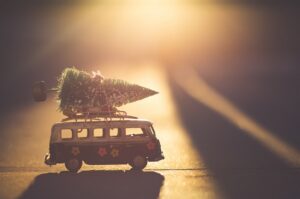 kerstboom op busje