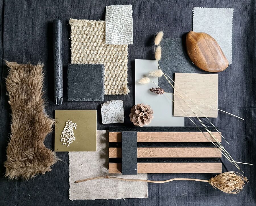 moodboard slaapkamer materialenbord interieurstyling